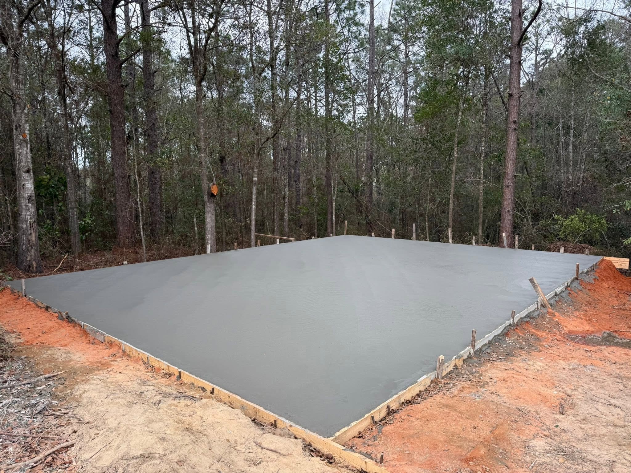 Concrete slab pour in progress