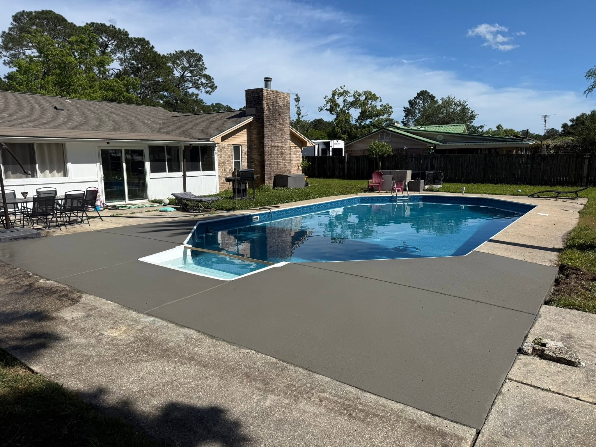 Pool deck concrete resurfacing