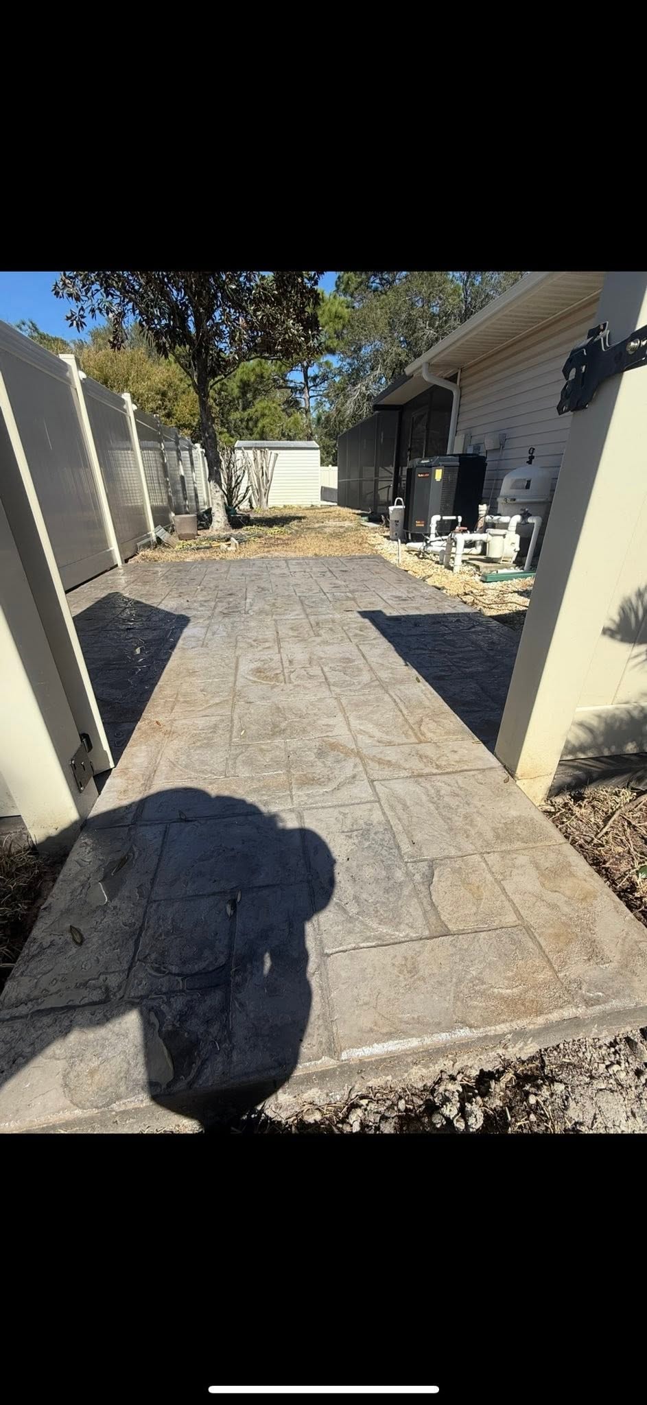 Stamped concrete walkway