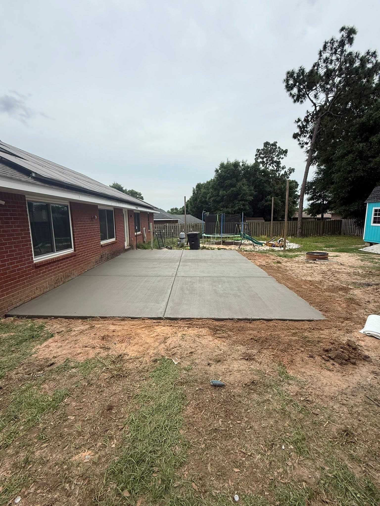 Backyard concrete patio slab